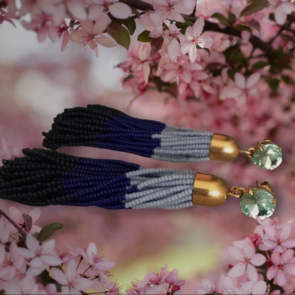 J. CREW CRYSTAL BEADED FRINGE EARRINGS - Picture 2 of 7